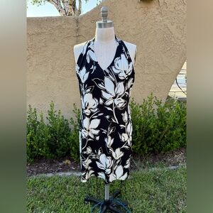Tommy Bahama Black and Cream Floral Dress
